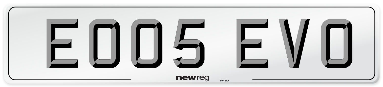 EO05 EVO Number Plate from New Reg